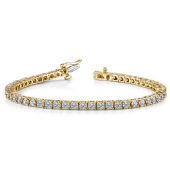 14K Yellow Gold Diamond Round Brilliant Classic Prong Tennis Bracelet (5.30ctw.)