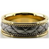 950 Platinum & 18k Gold 7mm Handmade Wedding Band X Design 015