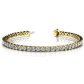 14K Yellow Gold Diamond Round Brilliant 4 Prong Set Tennis Bracelet (6.12ctw.)