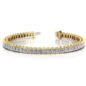 14K Yellow Gold Diamond Princess Cut Channel Set Tennis Bracelet (8.96ctw.)