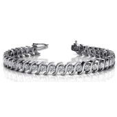 14K White Gold Diamond Round Brilliant S Prong Set Tennis Bracelet (4.18ctw.)