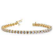 14K Yellow Gold Diamond Round Brilliant 3 Prong Set Tennis Bracelet (6.0ctw.)