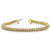 14K Yellow Gold Diamond Round Brilliant 4 Prong Tennis Bracelet (4.13ctw.)