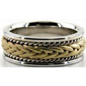950 Platinum & 18K Gold 8mm Handmade Wedding Band Braid Design 020
