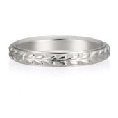 14K White Gold 3mm Almani Antique Wedding Band Bolt Design