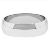 14k White Gold 6mm Dome Wedding Band Medium Weight