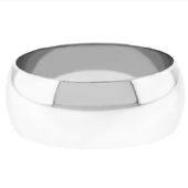 14k White Gold 8mm Dome Wedding Band Medium Weight