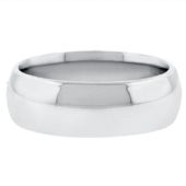 14k White Gold 7mm Comfort Fit Dome Wedding Band Heavy Weight