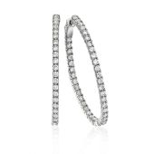 14K White Gold Four Prong Set Oval Shaped Diamond Hoop Earring (5.46ctw.)