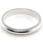 14k White Gold 3mm  Milgrain Wedding Band Medium Weight