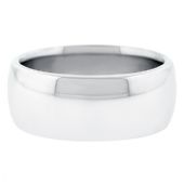 18k White Gold 9mm Comfort Fit Dome Wedding Band Heavy Weight