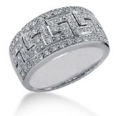 14K White Gold Diamond Greek Key Anniversary Ring (0.74ctw.)