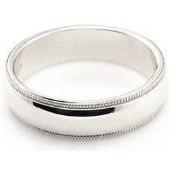 14k White Gold 5mm Milgrain Wedding Band Medium Weight