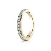 18K YELLOW GOLD 3mm High Polished Channel Set 16-Stone Diamond Ring (.32ct)