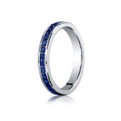 18K White Gold 3mm Channel Set  Blue Sapphire Eternity Ring