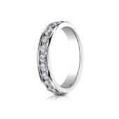 18K White Gold 4mm High Polished Channel Set 12-Stone Diamond Ring (.72ct)