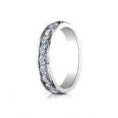 18K White Gold 4mm High Polished Channel Set 12-Stone Diamond Ring (.96ct)
