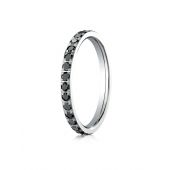 18K White Gold 2mm Pave Set  Black Diamond Eternity Ring