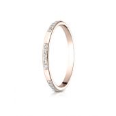 14k Rose Gold 2mm pave set diamond ring (0.15)ctw