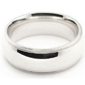 14k White Gold 7mm Milgrain Wedding Band Medium Weight