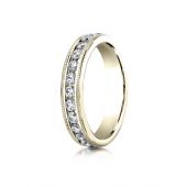 18K YELLOW GOLD 4mm Channel Set  Eternity Ring with Milgrain.