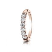 14k White Gold 3mm high polish Shared Prong 6 Stone Diamond Ring (0.66)ctw