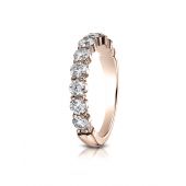 14k Rose Gold 3mm high polish Shared Prong 9 Stone Diamond Ring (0.99)ctw