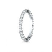 14k White Gold 2mm high polish Shared Prong  Diamond Eternity Ring (0.96)ctw