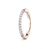 14k Rose Gold 2mm high polish Shared Prong 12 Stone Diamond Ring (0.24)ctw