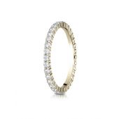 14k Yellow Gold 2mm high polish Shared Prong  Diamond Eternity Ring 0.6ctw. - 0.74ctw.