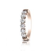 14k White Gold 3mm high polish Shared Prong 6 Stone Diamond Ring (0.96ctw)