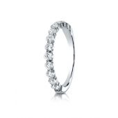 14k White Gold 3mm high polish Shared Prong 12 Stone Diamond Ring (0.72)ctw