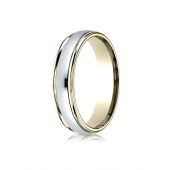 14k Two-Toned 4mm Comfort-Fit High Polished Carved Design Band