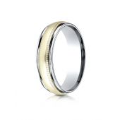 14k TwoToned 6mm Comfort-Fit High Polished Carved Design Band with Milgrain