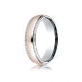 14k Two-Toned 6mm Comfort-Fit High Polished Milgrain Carved Design Band