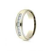 18K Yellow Gold 6mm Comfort-Fit Channel Set 7-Stone Diamond  Ring (0.42ct)