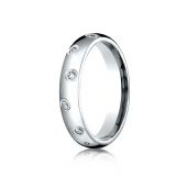 14k White Gold 4mm Comfort-Fit Burnish Set 12-Stone Diamond Eternity Ring (.24ct)