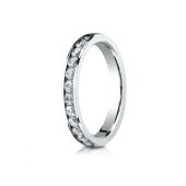 14k White Gold 3mm High Polished Channel Set 12-Stone Diamond Ring (.48ct)