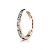 14k ROSE GOLD 3mm High Polished Channel Set 12-Stone Diamond Ring (.24ct)