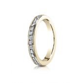 14k YELLOW GOLD 3mm High Polished Channel Set 16-Stone Diamond Ring (.32ct)