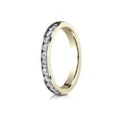 18K YELLOW GOLD 3mm High Polished Channel Set 12-Stone Diamond Ring (.48ct)