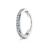 18K White Gold 3mm High Polished Channel Set 16-Stone Diamond Ring (.32ct)