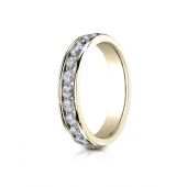 14k YELLOW GOLD 4mm High Polished Channel Set 12-Stone Diamond Ring (.72ct)
