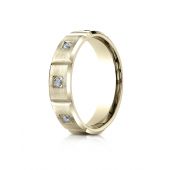 14k Yellow Gold 6mm Comfort-Fit Burnish Set 6-Stone Diamond Eternity Ring (.32ct)