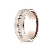 14k Rose Gold 8mm Comfort-Fit  Channel Set 12-Stone Diamond  Ring (.72ct)