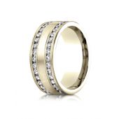 14k Yellow Gold 8mm Comfort-Fit Double Row Channel Set 66-Stone Diamond Eternity Ring (1.32ct)