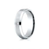 Palladium 6mm Comfort-Fit Beveled Burnish Set 1-Stone Diamond Ring (.08ct)