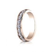 14k ROSE GOLD 4mm High Polished Channel Set 12-Stone Diamond Ring (.96ct)