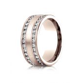 14k Rose Gold 8mm Comfort-Fit Double Row Channel Set 32-Stone Channel Diamond Ring (.64ct)