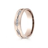 14k Rose Gold 6mm Comfort-Fit Etched Channel Set 18-Stone Diamond Eternity Ring (.36ct)